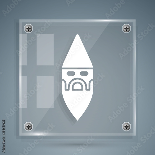 White Wizard warlock icon isolated on grey background. Square glass panels. Vector.