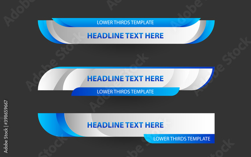 Set collection vector of Broadcast News Lower Thirds Template layout design banner for bar Headline news title, sport game in Television, Video and Media Channel