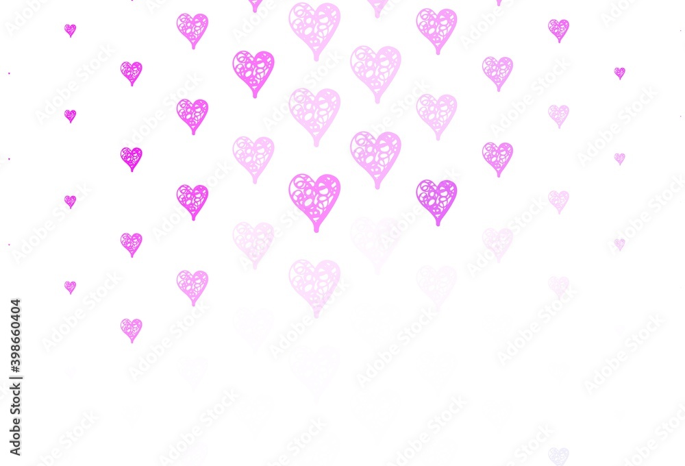 Light Pink vector texture with lovely hearts.