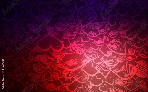 Dark Blue, Red vector texture with lovely hearts.