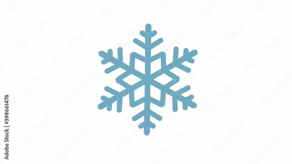 a blue snowflake rotates around its center on a white background 2d animated video for Christmas design a blue snowflake rotates around its center on a white background 2d animated video for Christmas design