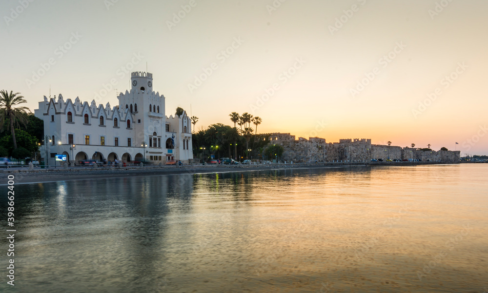 Kos Town Harbour night view in Kos Island. Kos Island is populer tourist destination in Greece.