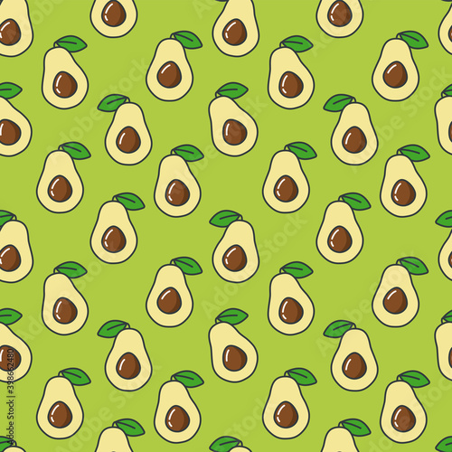 Avocado fruit seamless vector pattern