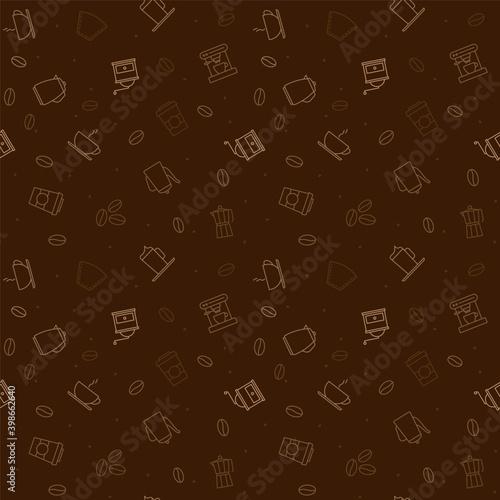 Seamless coffee symbols background pattern