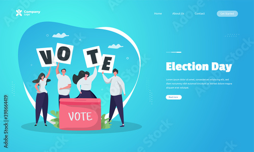 A group of people campaigning to vote on election day illustration concept
