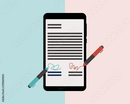 e-signature to sign document anywhere via mobile device vector