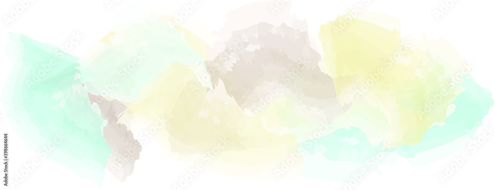 Beautiful pastel background with vector watercolor pattern, texture brush strokes in gentle colors. Multicolored template for splash or greeting card, gradient of soft shades by artist's brush.