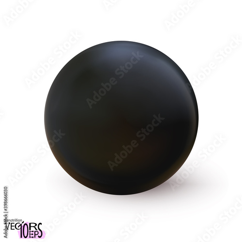 Realistic black sphere matte or glossy, orb 3d mockup blank icon. Abstract symbol. Template for design and branding. Vector illustration