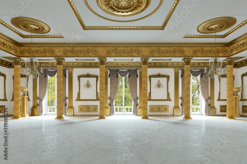 Leinwand Poster The ballroom and restaurant in classic style. 3D render. 3d image