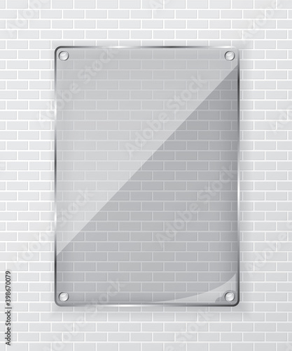 Glass frame on brick wall