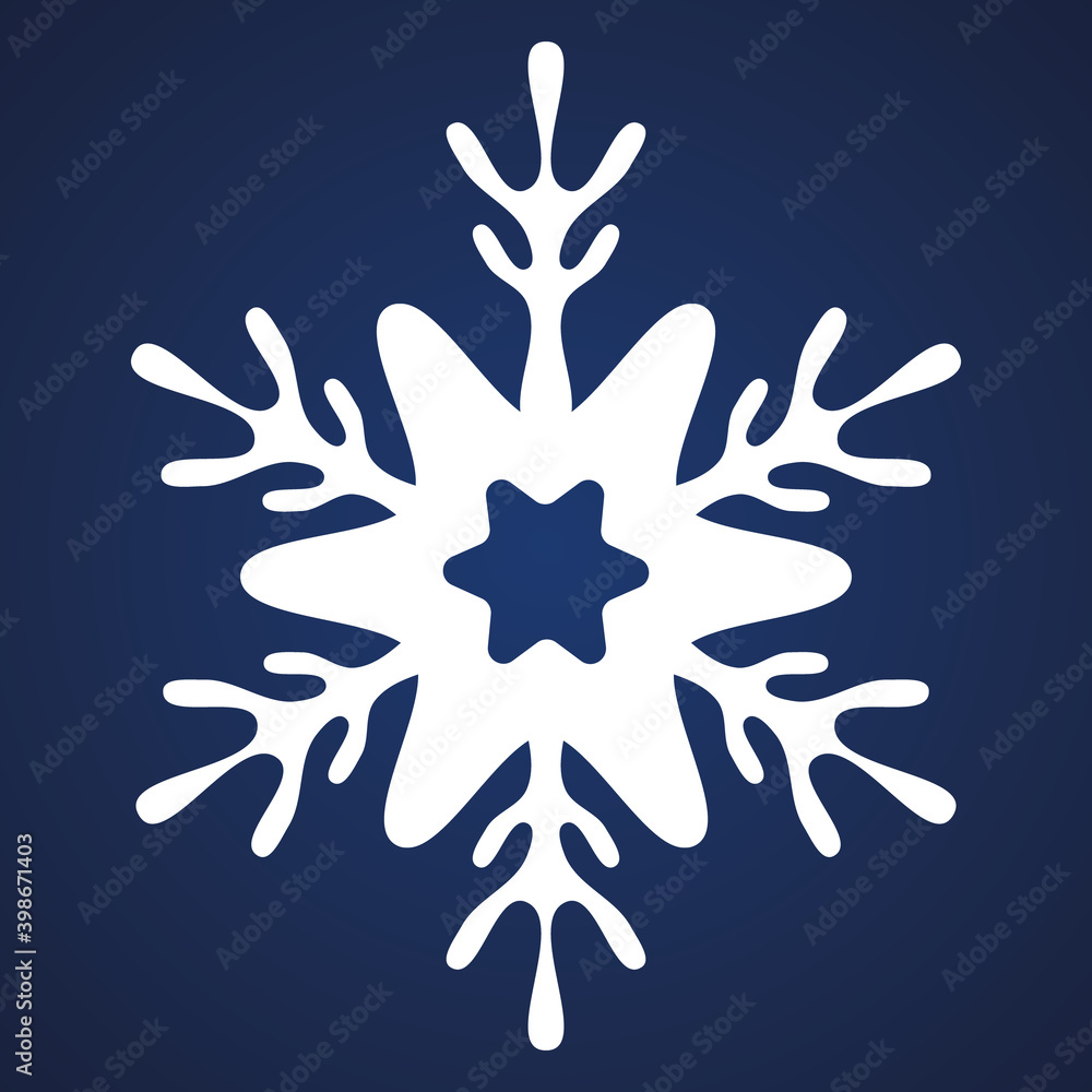 Snowflake. Festive ornament. Vector illustration. Isolated blue background. Flat style. A fragile crystal of intricate shape. Frostwork. Snow flakes. Frozen star. Arctic icon. Christmas. New Year. Snowflake. Festive ornament. Vector illustration. Isolated blue background. Flat style. A fragile crystal of intricate shape. Frostwork. Snow flakes. Frozen star. Arctic icon. Christmas. New Year.