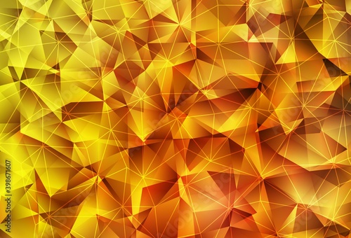 Light Orange vector template with crystals, triangles.