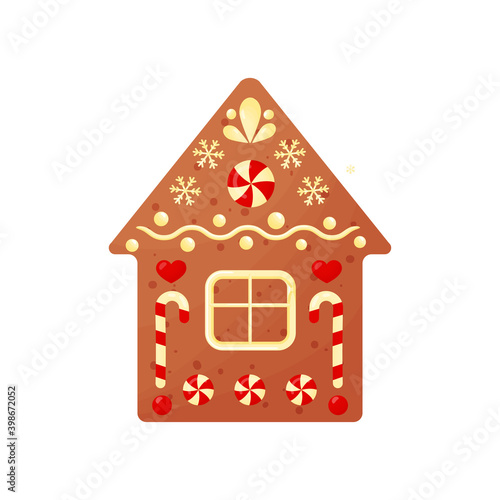 Christmas gingerbread cookies house on a white background