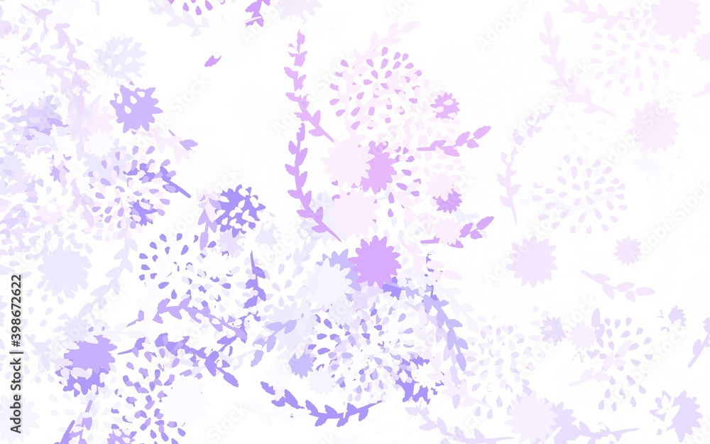 Light Purple vector doodle pattern with flowers