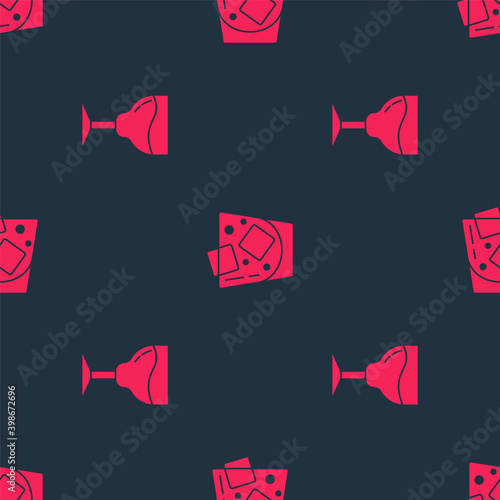 Set Wine glass and Glass of whiskey on seamless pattern. Vector.