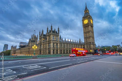 Big Ben in London on cloudy evening sky 