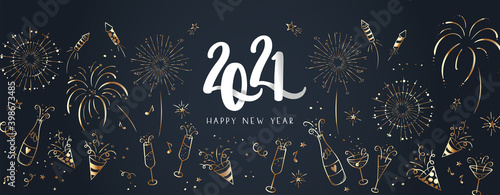 Lovely hand drawn new years doodles, great for party banners, wallpapers, image cover - vector design