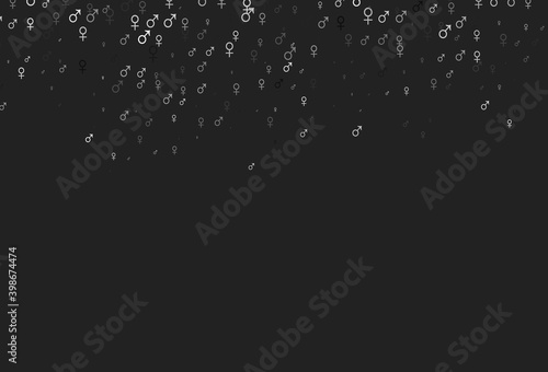 Light silver, gray vector background with gender symbols.