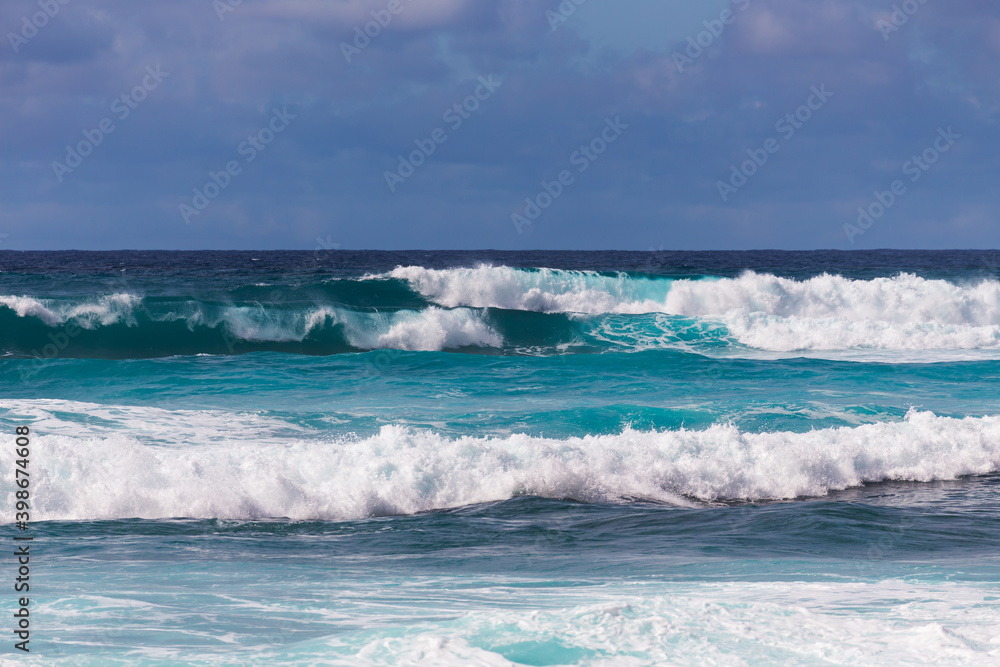 Choppy surf in stormy weather, Sunset Beach, Oahu, Hawaii