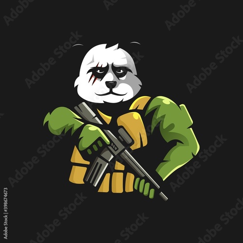 Panda mascot logo design vector with modern illustration concept style for badge, emblem and t-shirt printing. Panda army for sport team
