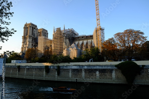 the cathedral Notre Dame de Paris during summer 2020. 