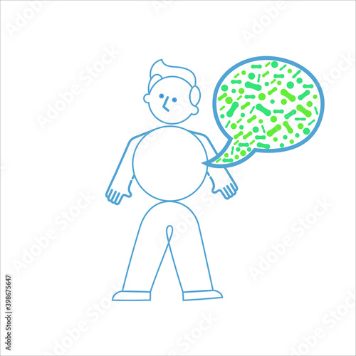 Probiotics vector background, lacto bacteria supplement, correct nutrition and digestion healthcare. Probiotcis micro lactobacillus acidophilus cells on white backdrop for prebiotic food package desig