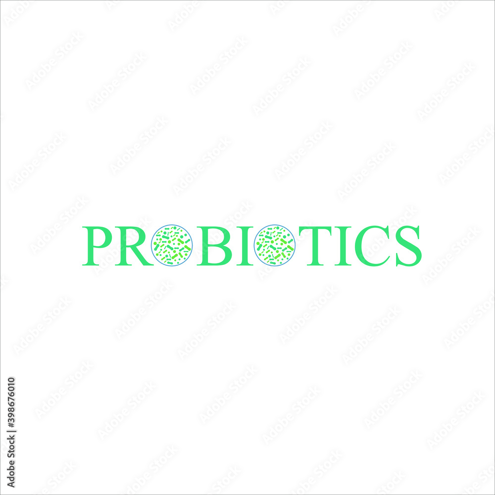 Probiotics vector background, lacto bacteria supplement, correct nutrition and digestion healthcare. Probiotcis micro lactobacillus acidophilus cells on white backdrop for prebiotic food package desig