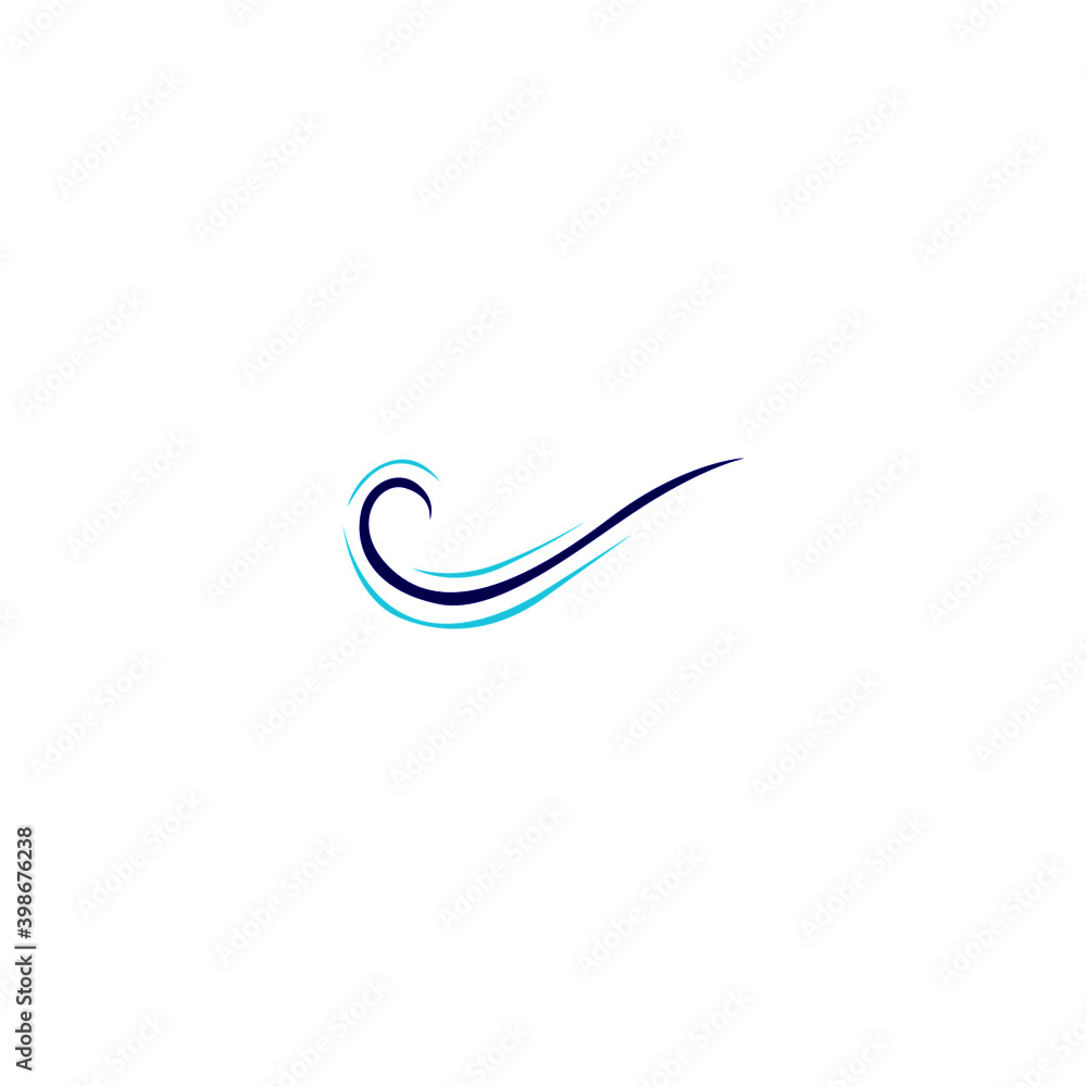 Blue ocean, river wave sign, symbol artwork isolated on white Blue ocean, river wave sign, symbol artwork isolated on white
