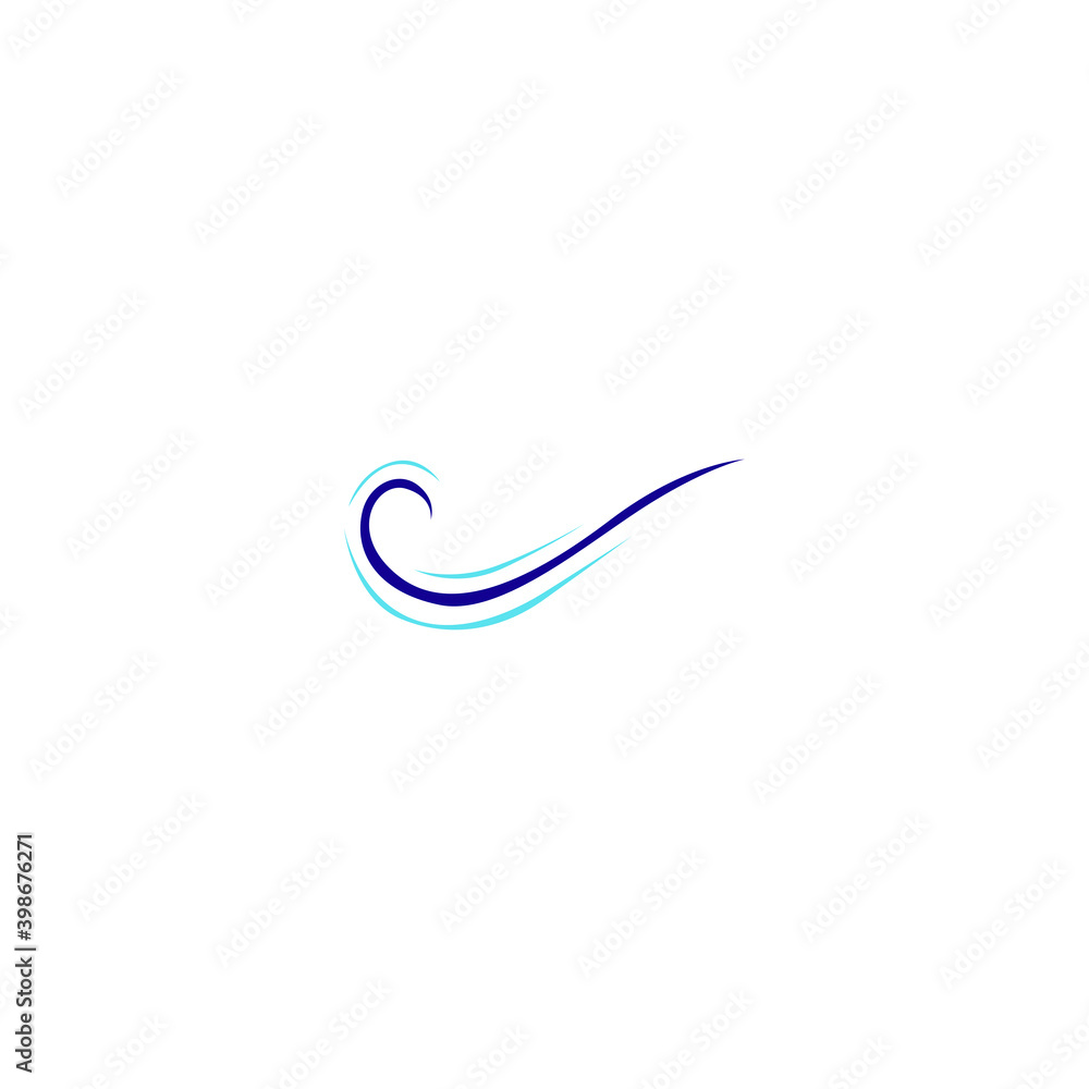 Blue ocean, river wave sign, symbol artwork isolated on white Blue ocean, river wave sign, symbol artwork isolated on white