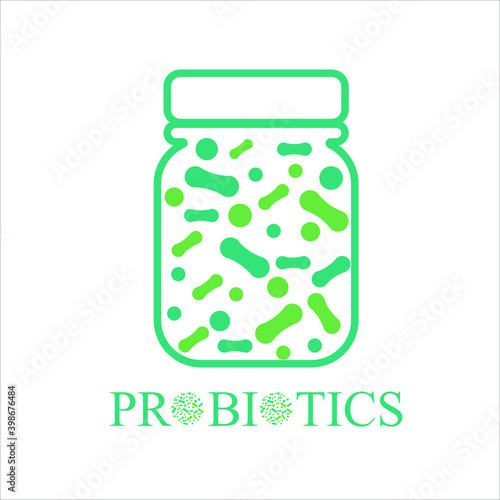 Probiotics vector background, lacto bacteria supplement, correct nutrition and digestion healthcare. Probiotcis micro lactobacillus acidophilus cells on white backdrop for prebiotic food package desig