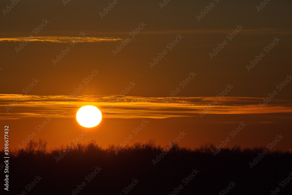 Fototapeta premium Winter sunset in the suburbs of Moscow.