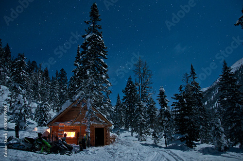 house in the forest from winter Siberia