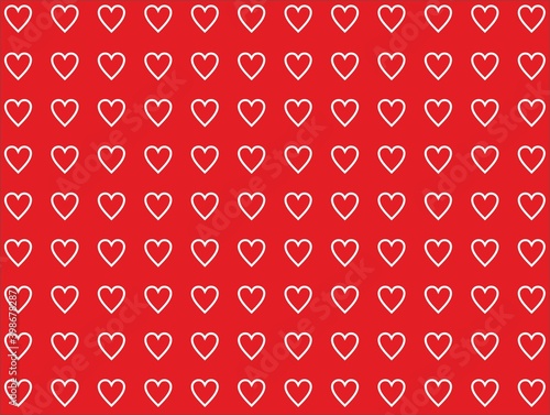 Red wallpaper of white hearts