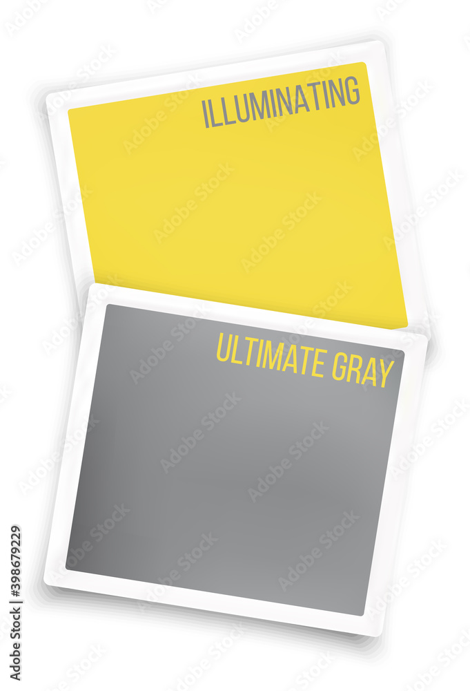 Colors of the year 2021 Yellow Illuminating and ultimate gray in white borders. Vector illustration Colors of the year 2021 Yellow Illuminating and ultimate gray in white borders. Vector illustration