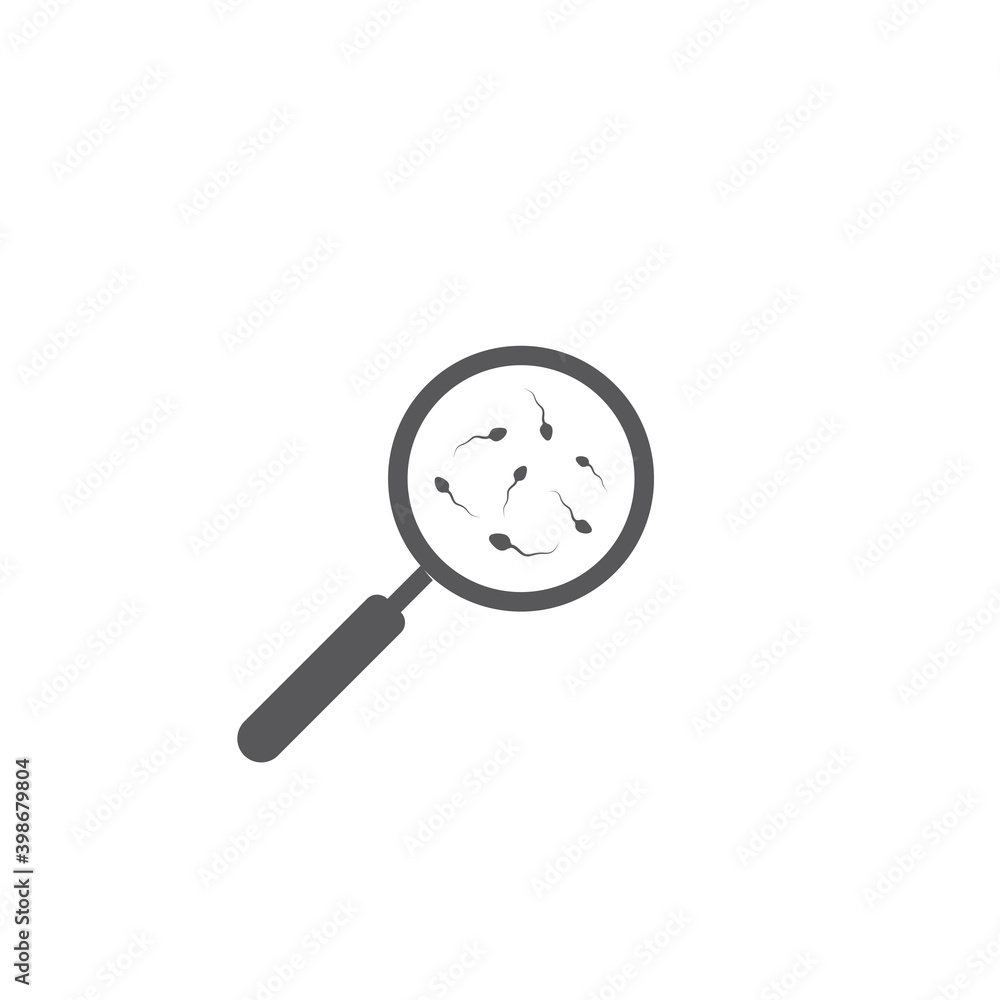 Magnify glass with sperm vector icon illustration Magnify glass with sperm vector icon illustration