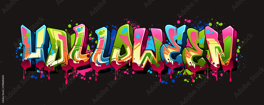 Halloween. A cool Graffiti styled design. Legible letters for all ages.  Stock Vector | Adobe Stock