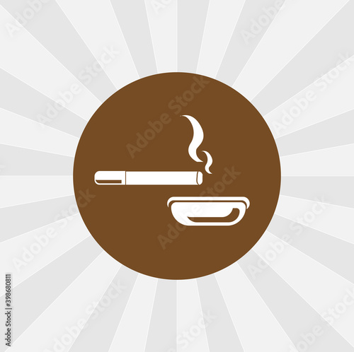 ashtray with cigar isolated vector icon. smoking design element
