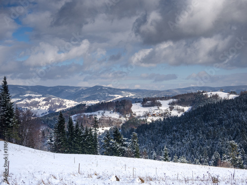 Beskids Mountains in winter. Nearby Piwniczna-Zdroj, Poland.