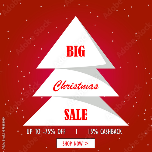 Christmas Sale banner.Big sale offer, banner template. Winter holidays discounts and sellout in stores and shops.