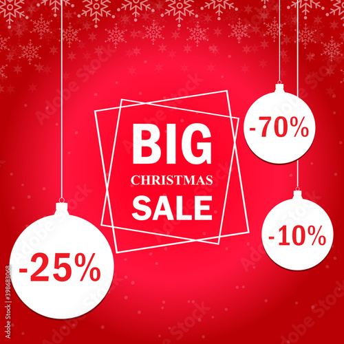 Christmas Sale banner.Big sale offer, banner template. Winter holidays discounts and sellout in stores and shops.