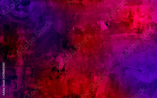 Bright multicolor grunge texture in neon light. Copy space for design.