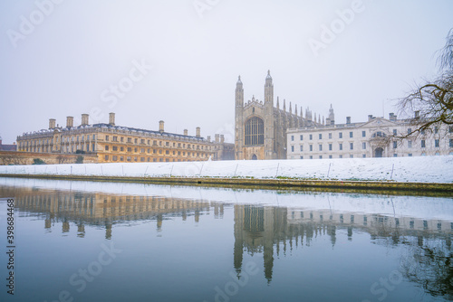 Cambridge chapel viewed on a foggy winter day. England