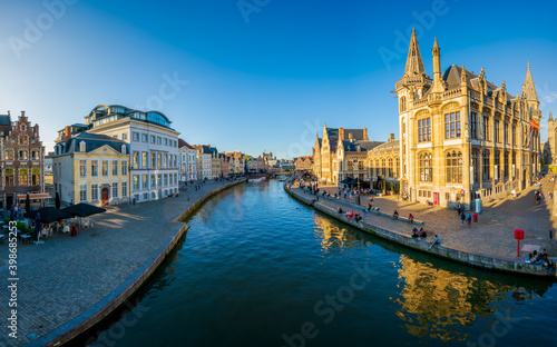 Ghent old town panorama in afternoon light. Belgium