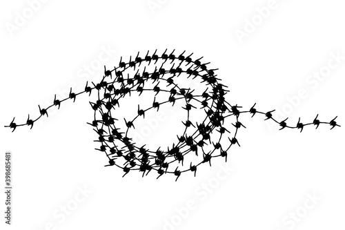 Seamless Vector Silhouette Curl Barbed Wire