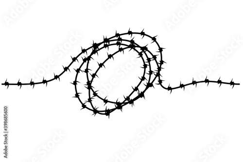 Seamless Vector Silhouette Curl Barbed Wire