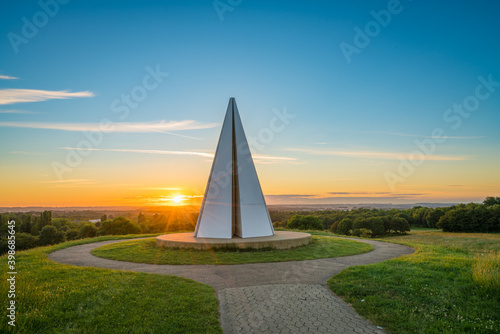 Milton Keynes, England, Jun 2018:Pyramid of Light by Liliane Lijn in Campbell Park  photo