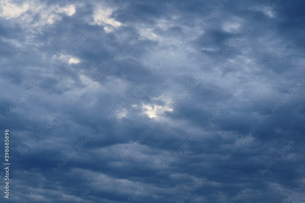 Dark grey and blue heavy clouds in the sky before a thunderstorm. Dramatic spectacular backdrop or wallpaper. Natural dangerous menacing background. Ahead of a storm or cataclysm Dark grey and blue heavy clouds in the sky before a thunderstorm. Dramatic spectacular backdrop or wallpaper. Natural dangerous menacing background. Ahead of a storm or cataclysm