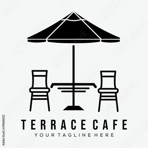 terrace cafe logo vector illustration design. umbrella street terrace cafe logo symbolterrace cafe logo vector illustration design. umbrella street terrace cafe logo symbol
