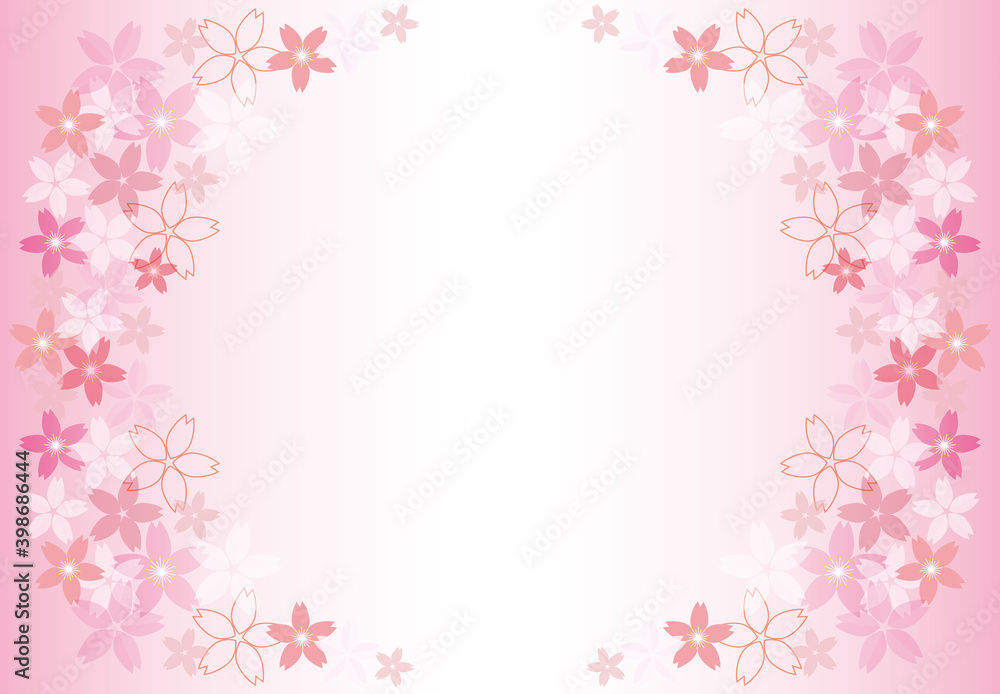 桜の花とグラデーションの背景イラスト