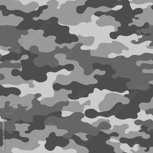 Camouflage classic grey seamless pattern. Military texture. Abstract background